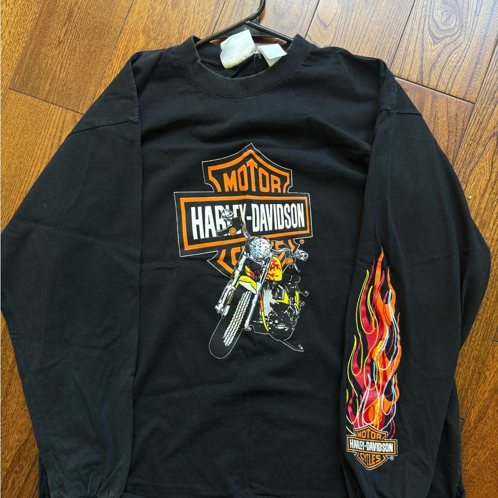 Harley-Davidson Black Long Sleeve Shirt with Motorcycle Graphic
